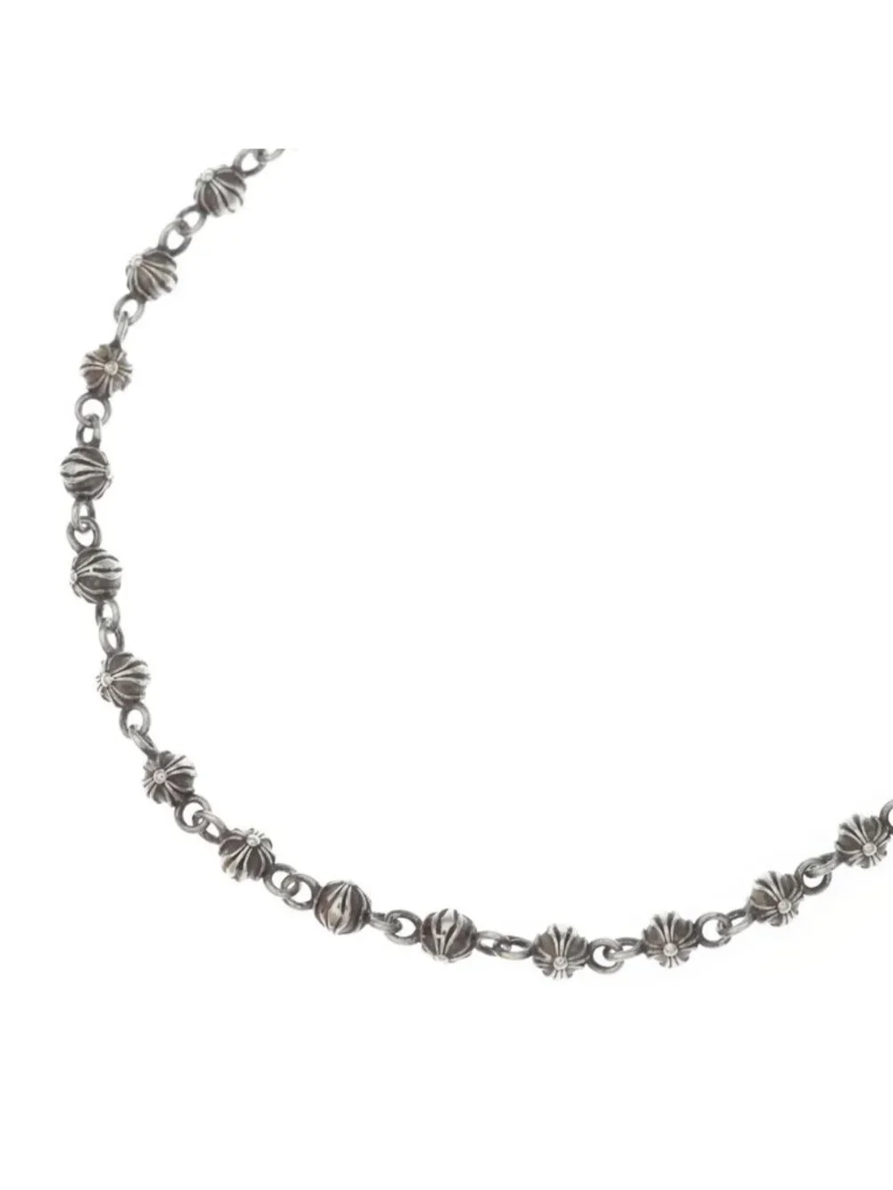 Chrome Hearts Tiny Cross Ball Beaded Chain Beads Necklace Silver